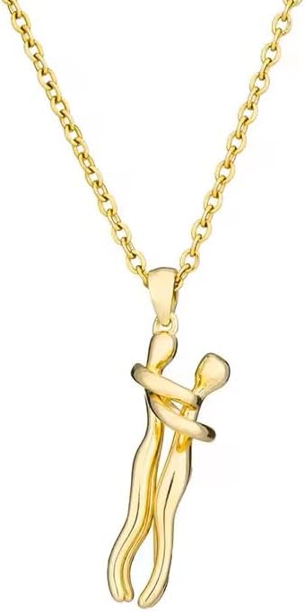 Colar Elegante com Pingente Abraço Eterno, Banhado a Ouro 18K