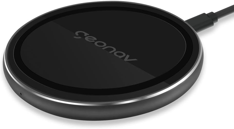 Carregador por Indução de mesa 10W, vidro, carregamento rápido, compatível com aparelhos Android e iPhones com padrão Qi, QI10WG