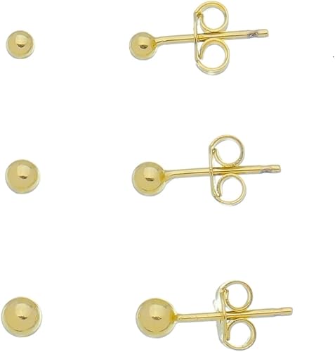 Kit 3 Pares Brincos Bolinha Banhado Ouro 18k Pequenos e Delicados