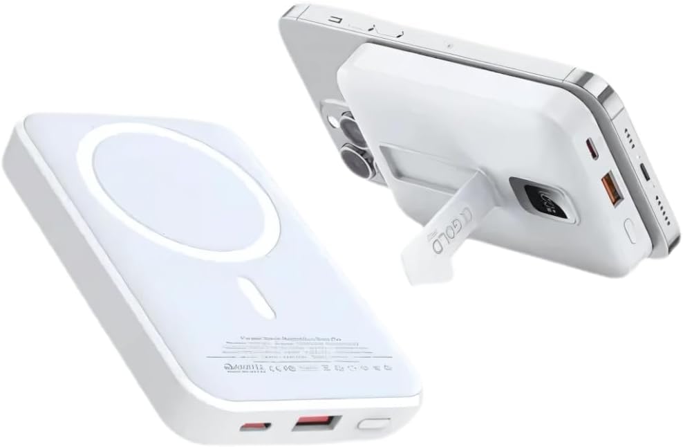 Power Bank 10.000mAh Turbo Carregador Portátil Universal por Indução Carregamento Ultra Rápido Suporte Dobrável Compatível Com Todo Celular Com Carregamento Magnético - Linha Premium AGold
