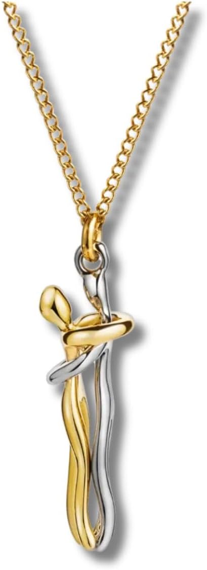 Colar Feminino "Abraço Eterno" – Pingente de Cobre Dourado 3,2cm, Corrente 40cm