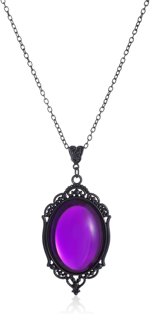 Colar gótico de cristal camafeu de poeira estelar colar pingente de cristal roxo vermelho vintage