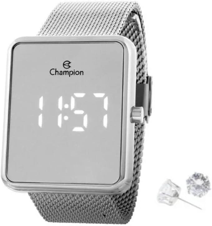 Relógio Champion Feminino Ref: Ch40080s LED Espelhado Prateado