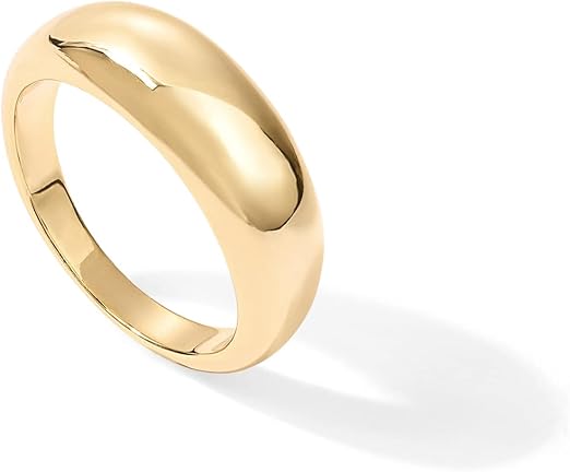 Anel de cúpula grossa banhada a ouro 14 K