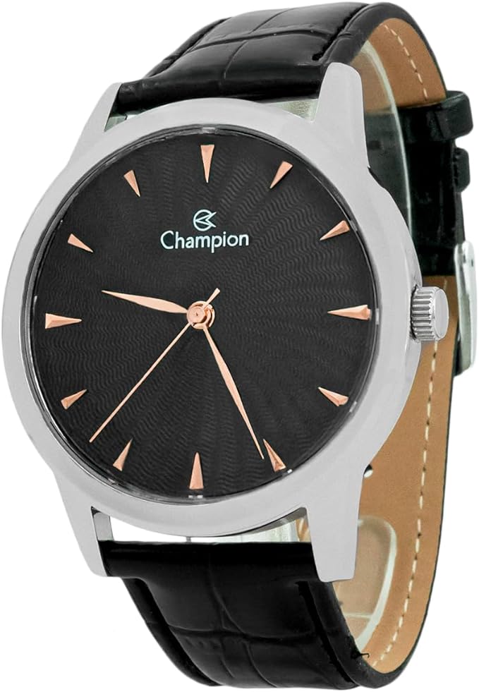 Relogio Masculino Champion Prata Pulseira de Couro CN20588T
