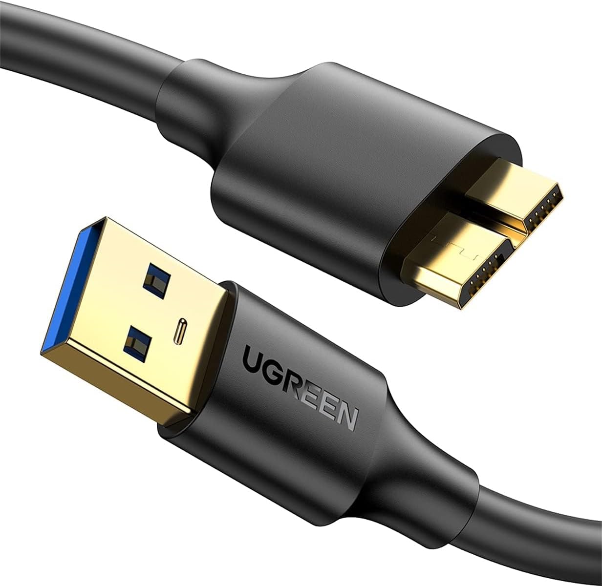 Cabo micro USB 3.0 USB 3.0 tipo A macho para cabo micro B compatível com disco rígido de câmera Samsung Galaxy S5 Note 3 e mais 1,5 pés