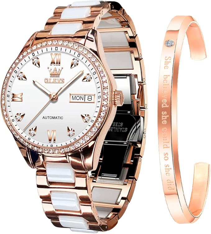 Relógio Feminino automático com calendário com mês e dia