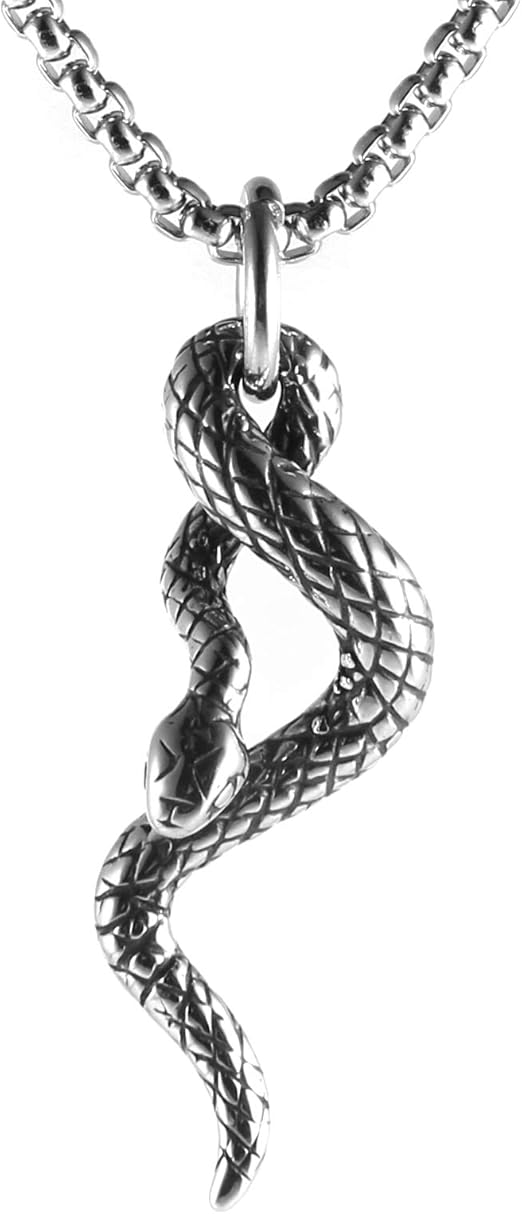 Colar de corrente com pingente de cobra animal de aço inoxidável masculino Gothic Jewelry