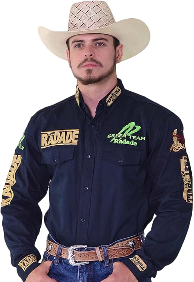 Camisa Masculina Country Radade Manga Longa Rodeio Cowboy 100% Algodao Bordada