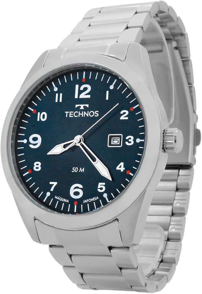 Relógio Masculino Technos Aço Inoxidável Prata Analógico Resistente a Água Original 2115TYR1A