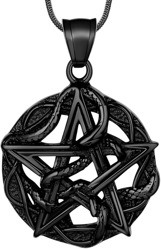 Colar pentagrama pentagrama wicca - pingente satânico de estrela aço inoxidável 316L selo tradicional de Salomão tetragrammaton Eliphas Levi's Pentagra Wicca Punk joia retrô