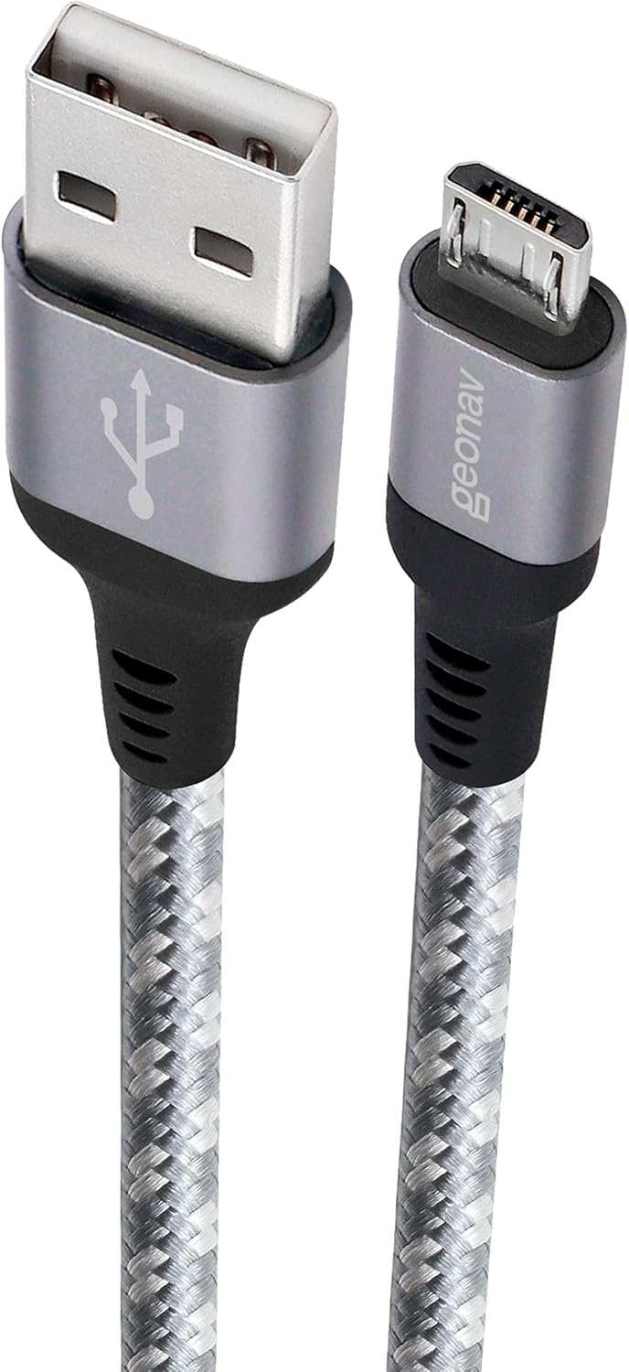 Cabo Micro USB, nylon trançado, para dispositivo Android e acessórios, 1,5 MT, MIC15T, Cinza