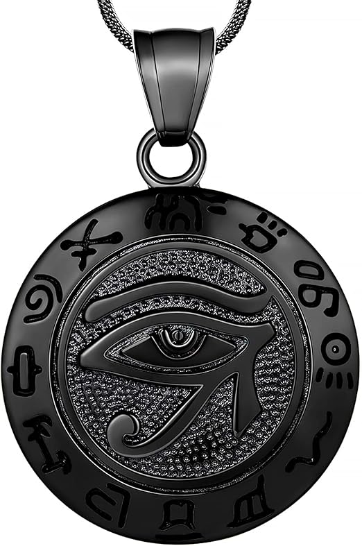 Masculino Colar Olho de Horus Aço Inoxidável 316L Egípcio Antigo Wedjat Olho de Ra Horus Símbolo de Proteção Amuleto Joia Copta Protetora Sp0009B