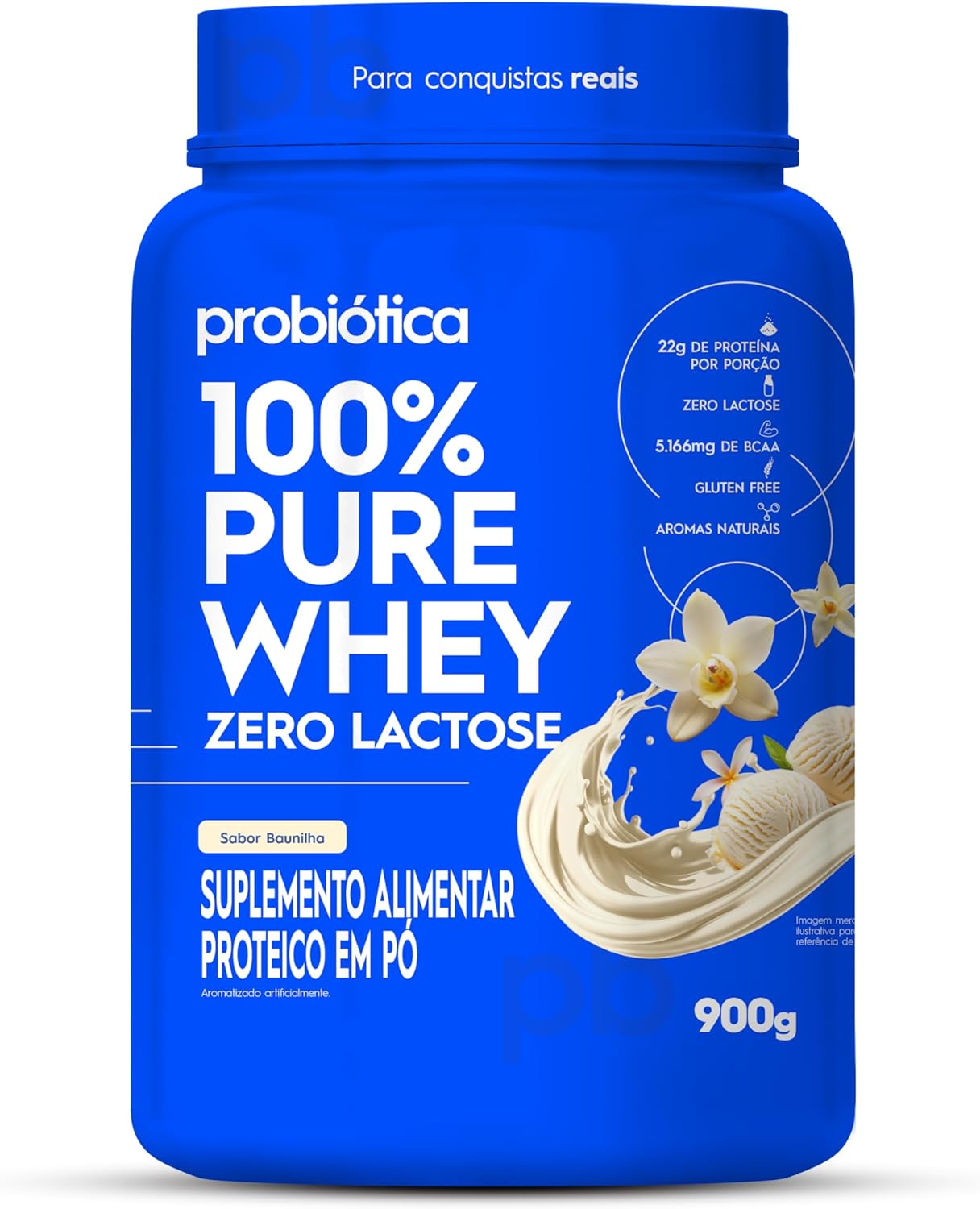100% Pure Whey Zero Lactose - Baunilha 900g - Probiótica