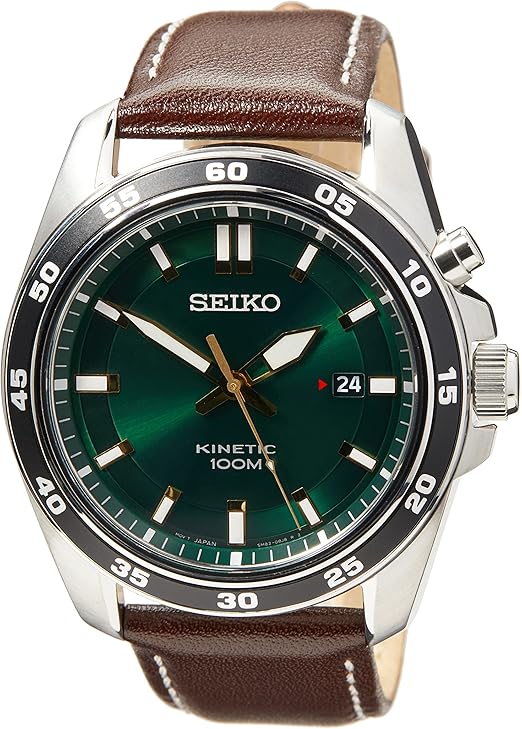 Seiko Herren-Uhr Kinetik Edelstahl mit Lederband