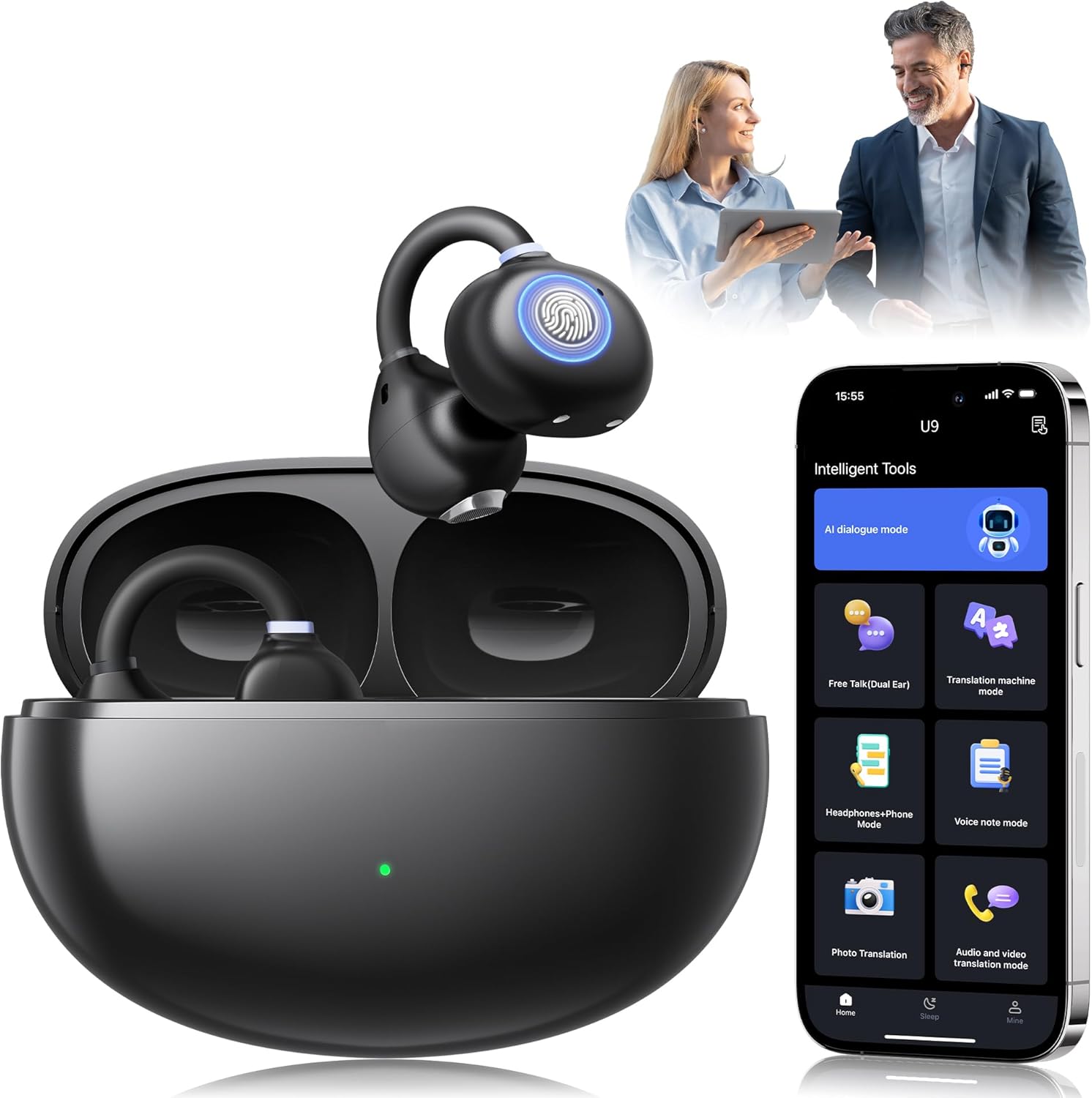 Fones de ouvido AI Translation em tempo real 163 acentos e idiomas tradutor